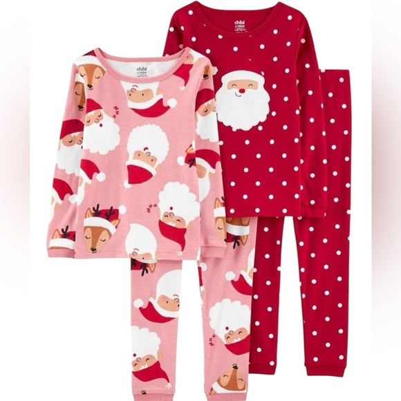 Toddler girl Christmas pajama set Pajama Santa Polka Dots -2-pack- Size 2T - Picture 1 of 13